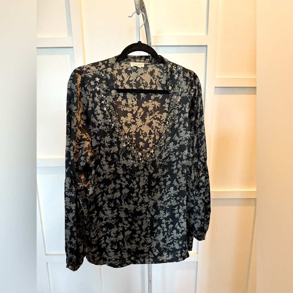 Dea Kudibal Silk Beaded long sleeve blouse Sz. M